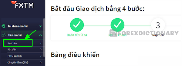 FXTM cho phép người dùng nạp tiền thông qua nhiều phương thức khác nhau