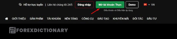 Mở tài khoản thực 