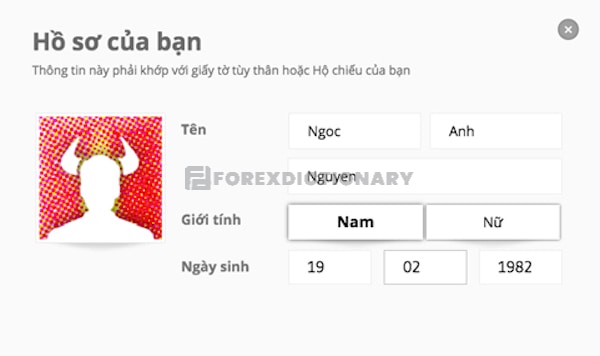 Thông tin cá nhân phải trùng khớp với giấy tờ tùy thân của nhà đầu tư