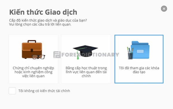 Kiến thức giao dịch liên quan đến việc có bằng cấp hoặc tham gia khóa đào tạo