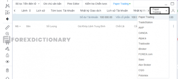 Chọn tính năng Paper Trading