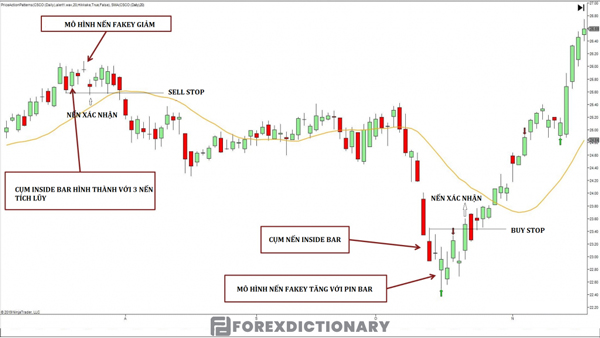 Ví dụ cho nến Fakey thành công và thất bại