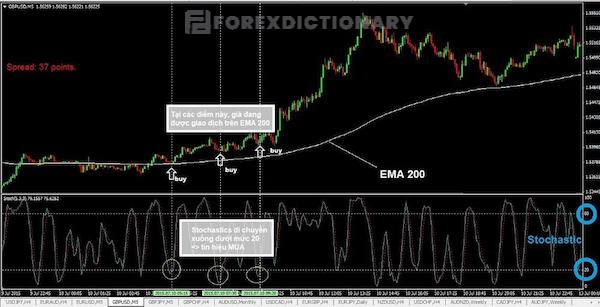 Stochastic vượt qua đường 20 báo hiệu tín hiệu mua