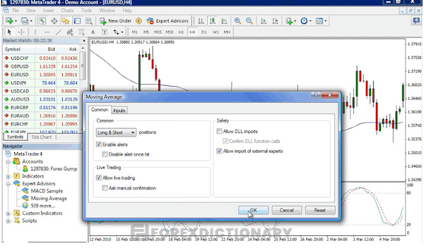 Cài đặt cấu hình và ủy thác quyền giao dịch cho robot Forex