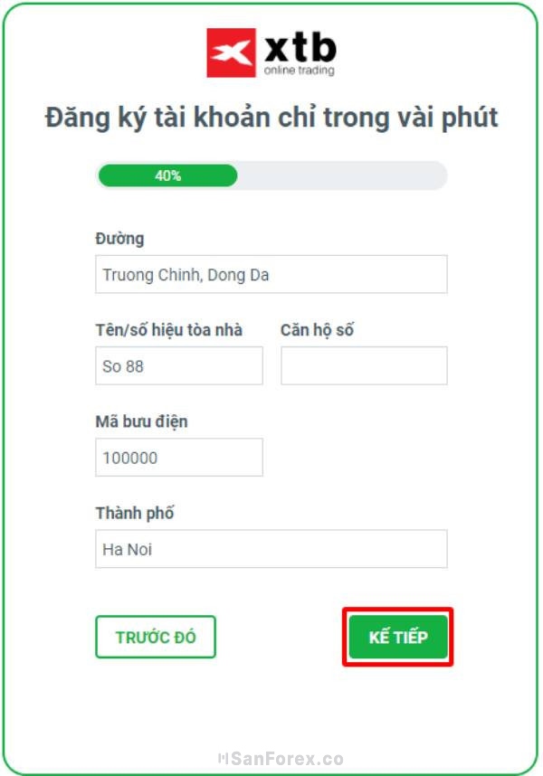 Minh họa các bước đăng ký tài khoản