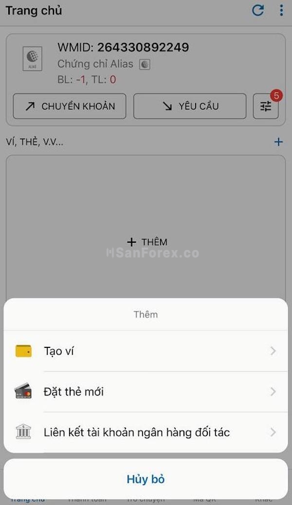 Chọn “Tạo ví” để thiết lập