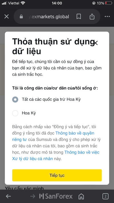 Người dùng hãy chọn vào ô “Tất cả các quốc gia trừ Hoa Kỳ”