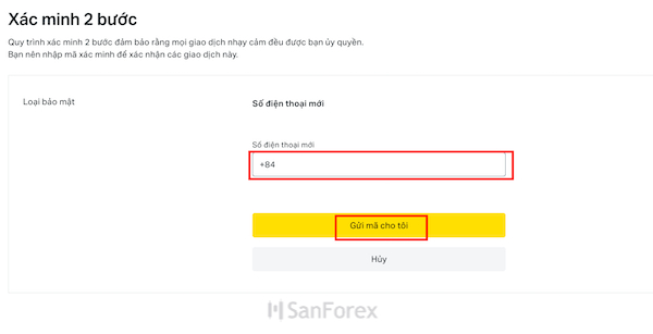 Hãy đảm bảo bạn đã điền đúng số điện thoại mới