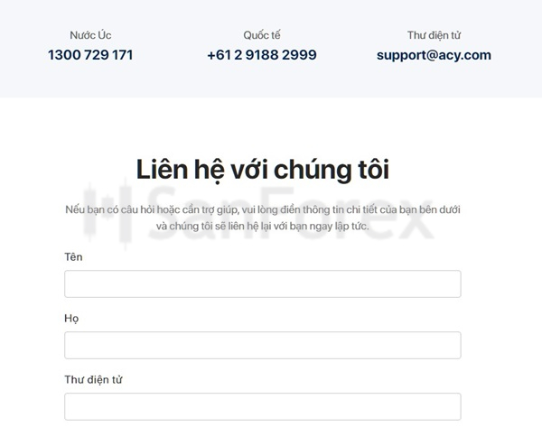 Nhà đầu tư có thể liên hệ với sàn giao dịch ACY bằng nhiều hình thức khác nhau